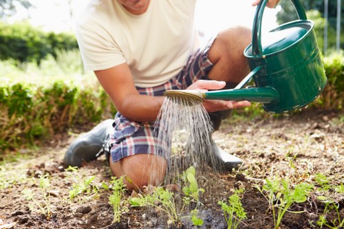 Community volunteers spreading mulch in a local allotment